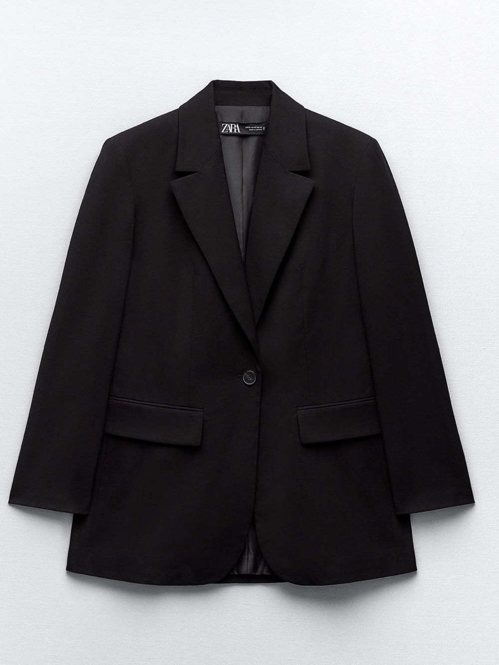 Zara Black Single-Button Straight Cut Blazer